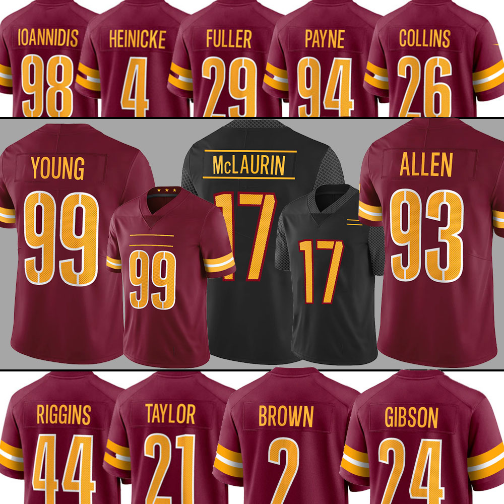 

99 Chase Young Football Jerseys 17 Terry McLaurin 93 Jonathan Allen 10 Curtis Samuel 44 John Riggins 24 Antonio Gibson Taylor Heinicke Landon Collins Kendall Fuller, Men