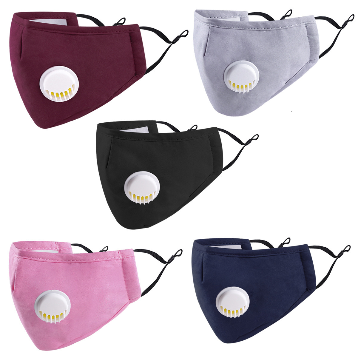 

pm2.5 filter dust-proof solid color cotton mask men's and women's double-layer outdoor breathable protection