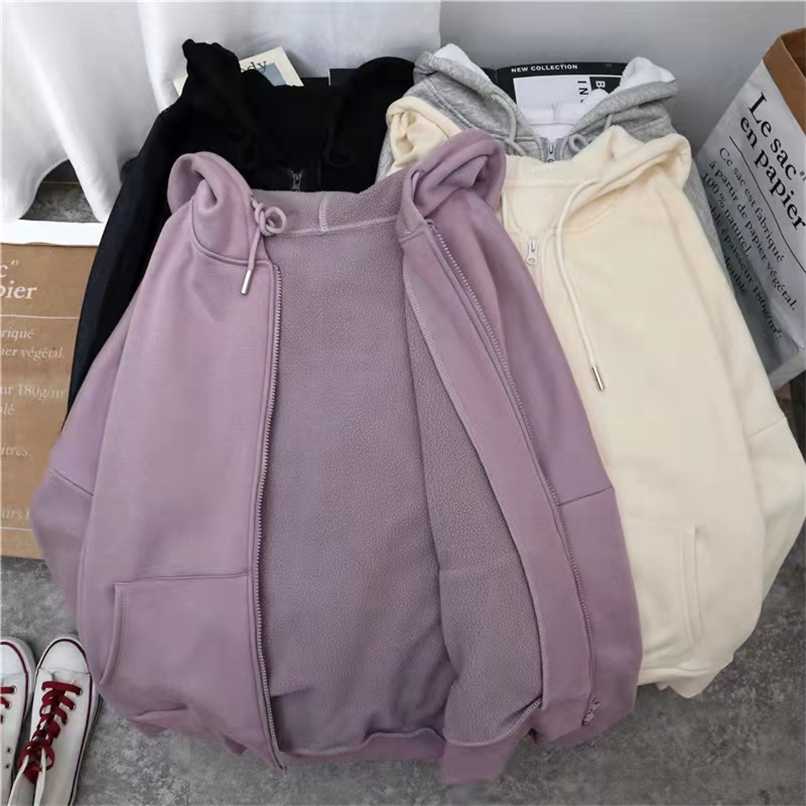 

Harajuku White Black Grey Zipper Hoodies Women Pink Tops Sports Oversized Sweatshirt Women Long Sleeve Zip Up Hoodie Female 211109, Thin short hoodie02