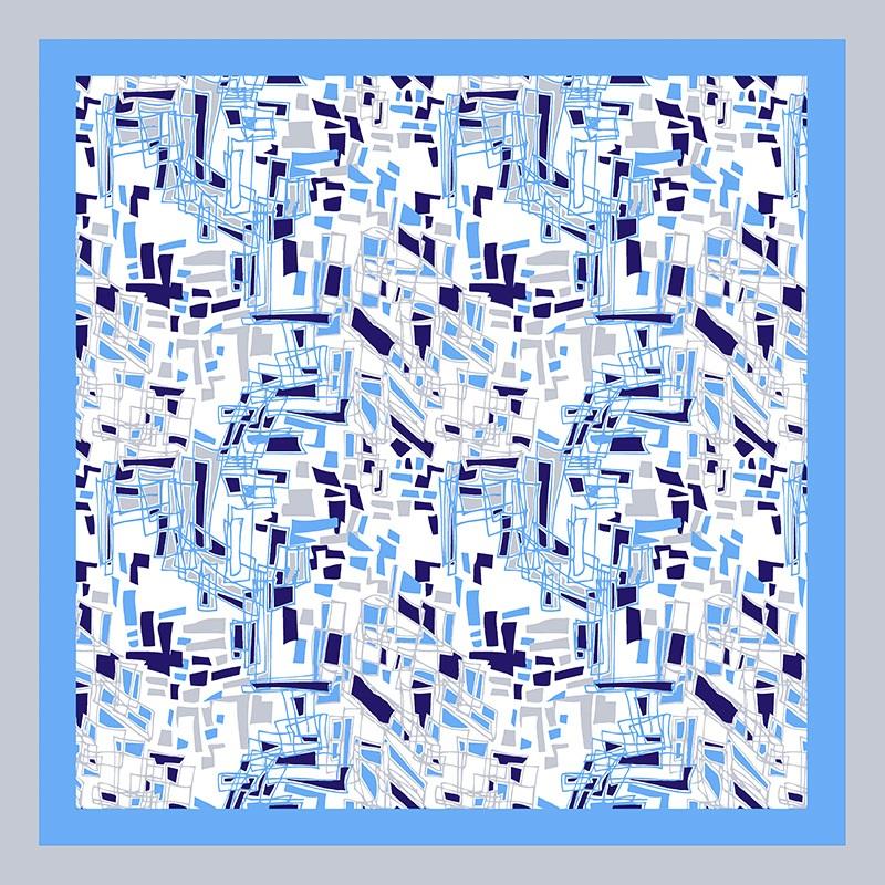

Scarves Geometric Print 100% Silk Ring Scarf Bandana Women Fashion Neckerchief Neckertie Foulard 21"x21"
