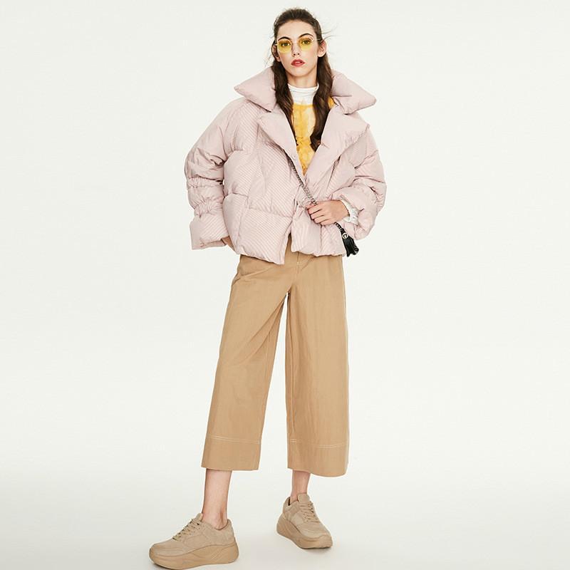 

Women' Down & Parkas Winter British Striped Coat Warm Wind-Resistant Jacket Student European American Short-Height Short, Blue stripes