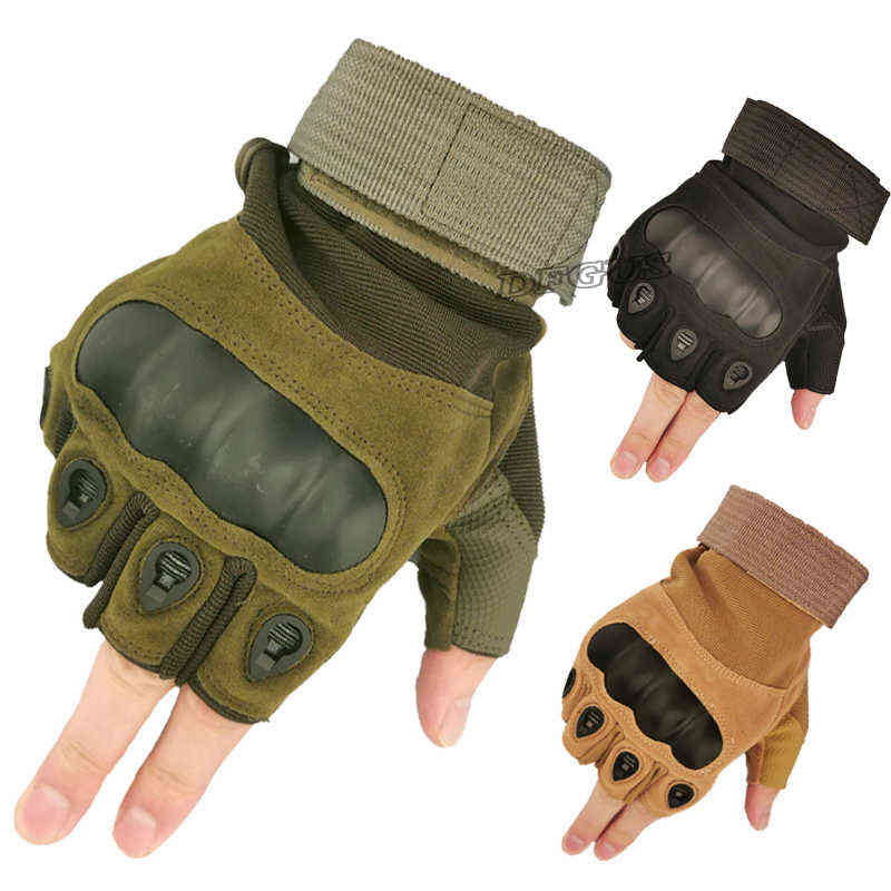 

2022 Tactical Hard Knuckle Half finger Gloves Men's Army Military Combat Hunting Shooting Aioft Paintball Police Duty - Fingerless, Yellow