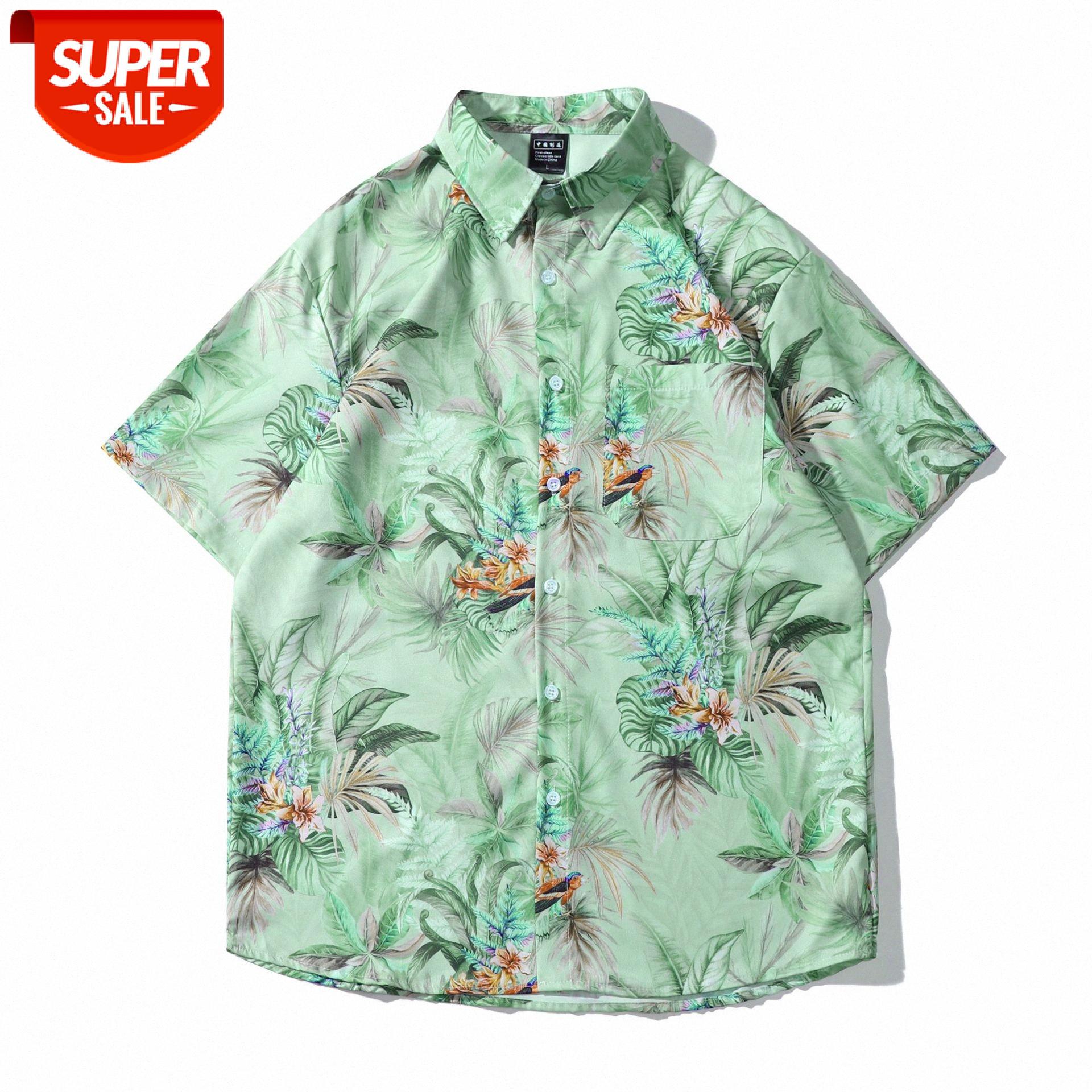 

vintage Weiyi Hawaii Japanese retro loose casual short-sleeved men's and women's floral shirt #Jj2A, White;black