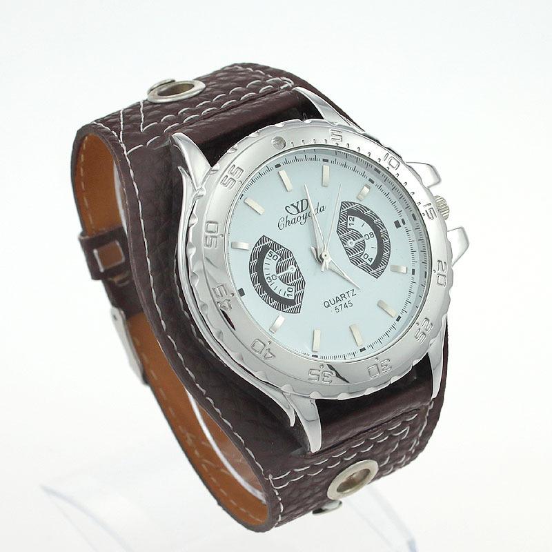

Wristwatches Drop Fashion Luxury Faux Leather Strap Men Lady Women Quartz Round Unisex Dress Wristwatch Analog Watch U6, U6brown