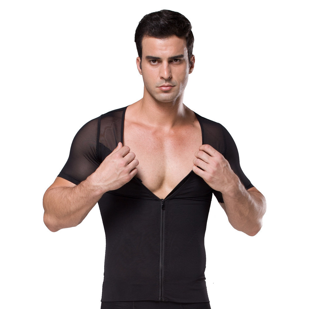 

Men's Tank Tops Men body shaper compression shirts abdomen shaping belly slimming bayous gynecomastia reducing corset waist trainer slim tops, Black