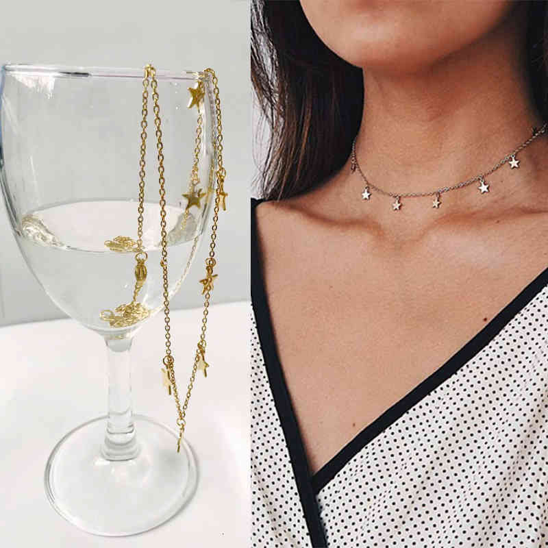 

Non-fading Suqi Stainless Steel Animal Butterfly Star Gold Women Choker Necklaces Pendants Femme Chain Jewelry Kpop Collare Gift, Silver