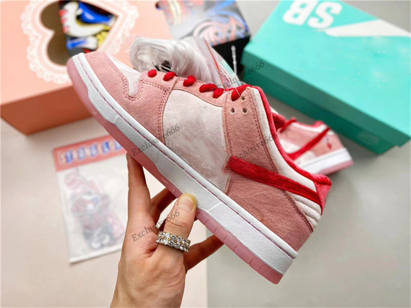 

New Authentic Dunk SB Low StrangeLove Skateboards Valentine's Day Pink Red White CT2552-800 Men Women Running Shoes Sport Sneakers