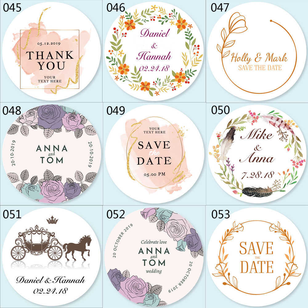 

100ps, Custom Sticker, Customized Wedding Stickers, Invitations Seals, Candy Favors Gift Boxes Labels, On White Adhesive 210610