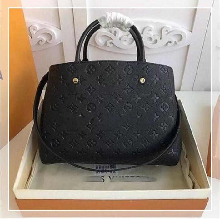 

luxurys designers Handbags Purses MONTIGNE Bag Women Tote Brand Letter Embossing Genuine Leather Shoulder Bags crossbody bag Satchel N41056, Black