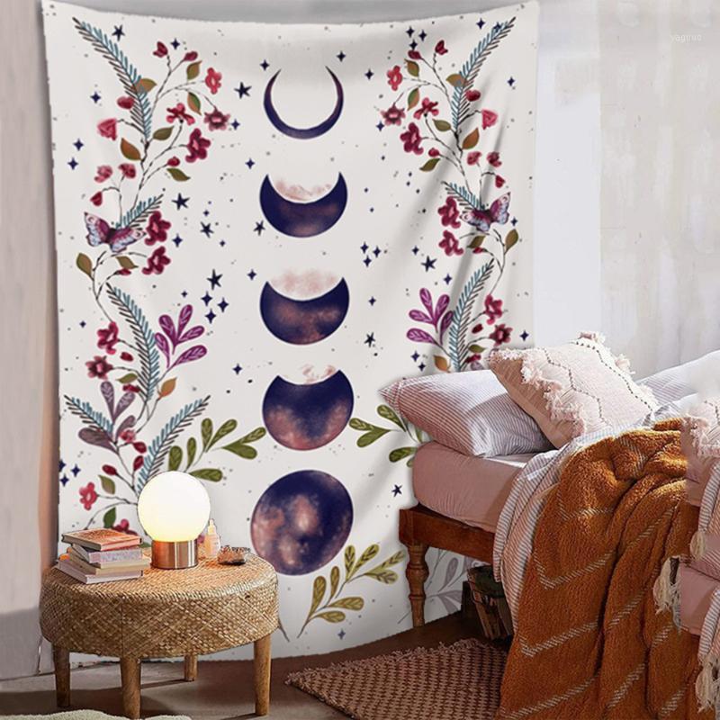 

Moon Starry Flower Tapestry Wall Hanging Hippie Carpet Pinic Cloth Bohemia Boho Tapestries Mat Home Dorm Decor