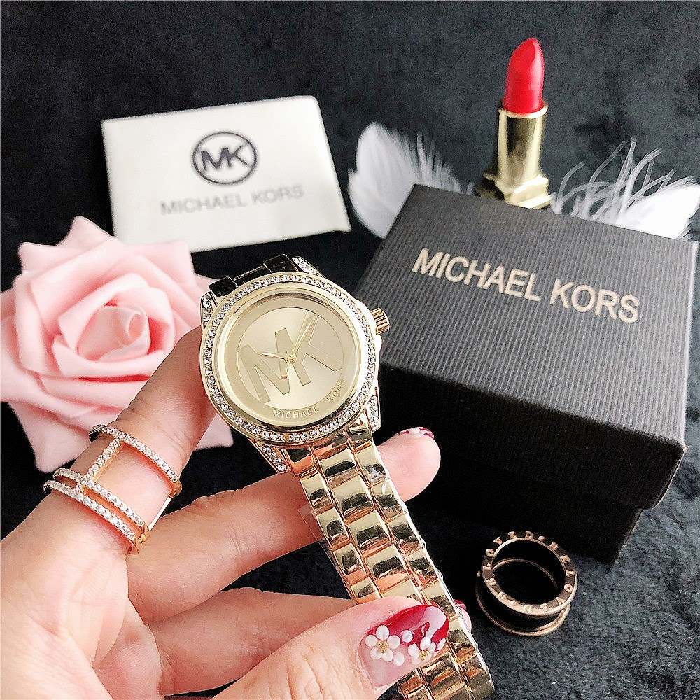 

2021 Luxury M brand gold watch casual women watches diamond case K fashion dress designer stainless steel strap quartz movement, Slivery;brown