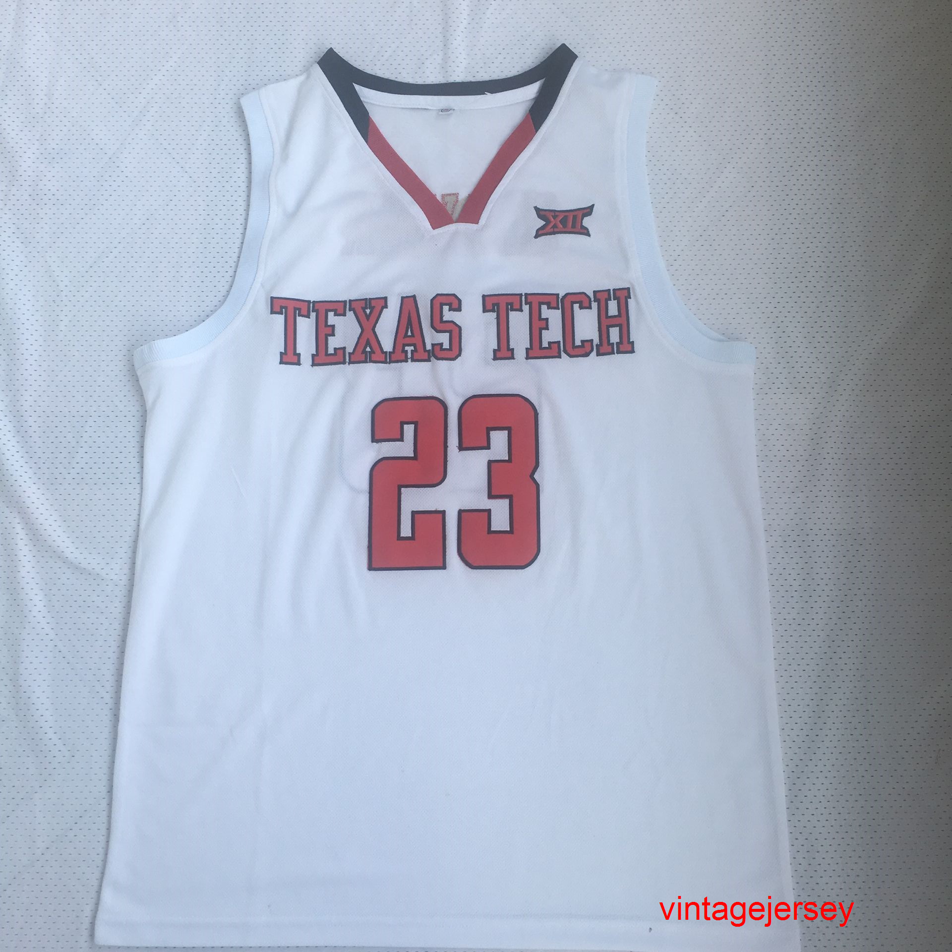 

23 Jarrett Culver Texas Tech Basketball Jersey Retro throwback embroidery Size -XXL, Red