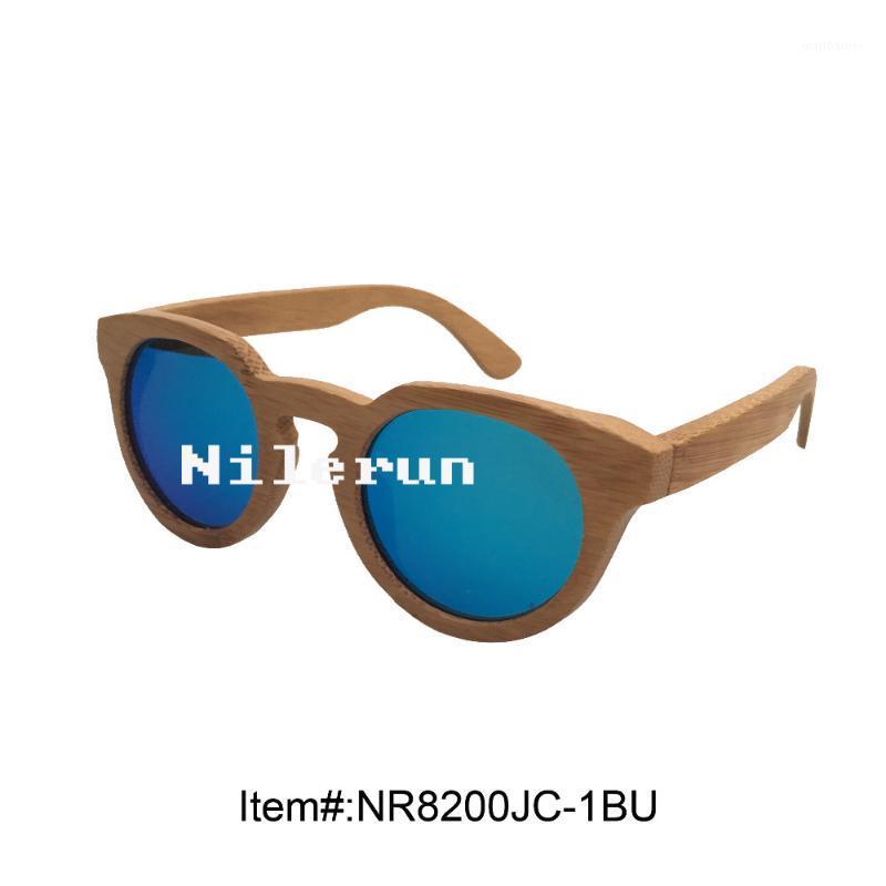 

Sunglasses Blue Polarized Lens Round Bamboo Frame Eyewear