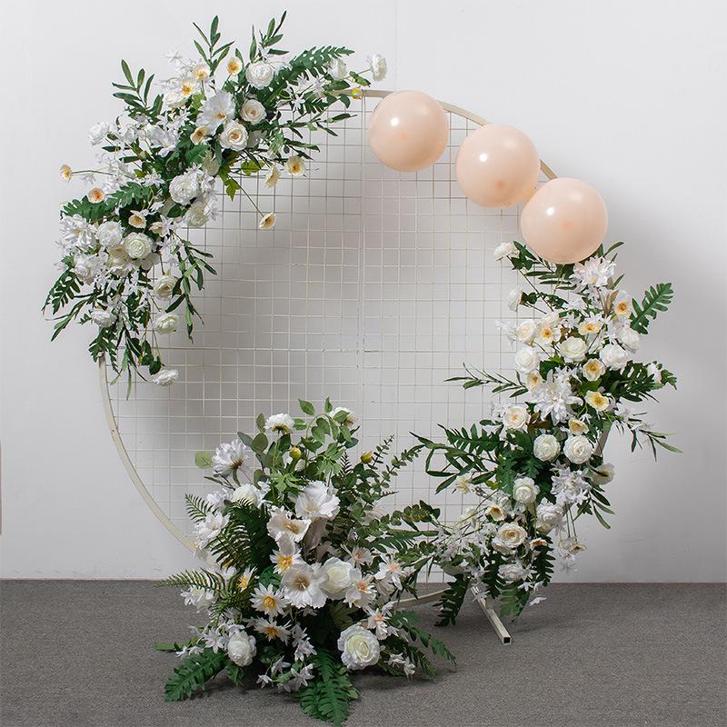 

Decorative Flowers & Wreaths Crescent Artificial Wedding Row Arch Decor Wall Backdrop Arrange T Stage Road Lead Props Table Centerpieces Flo
