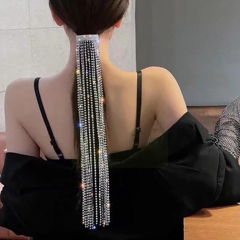 

Hair Clips & Barrettes Shine Full Rhinestone Hairpins For Women Bijoux Long Banquet Accessories Tassel Crystal Jewelry Wedding Z6W5