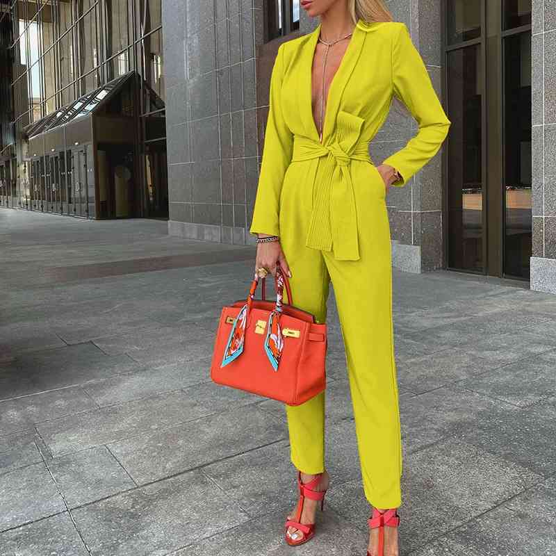 

Women Winter Red Women' Set Tracksuit Long Sleeve Bow Blazers Pencil Pants Suit Two Piece Office Lady Outfits Uniform 210603