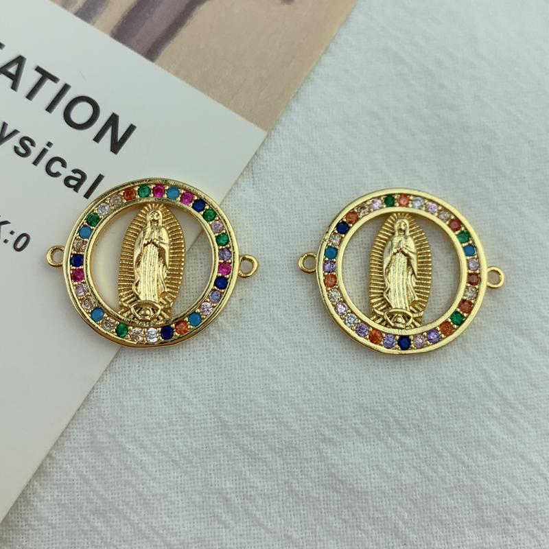 

Charms Metal Zircon Religious Virgin Mary Pendant Connectors For Jewelry Making DIY Necklace Bracelet Accessories, Bronze;silver