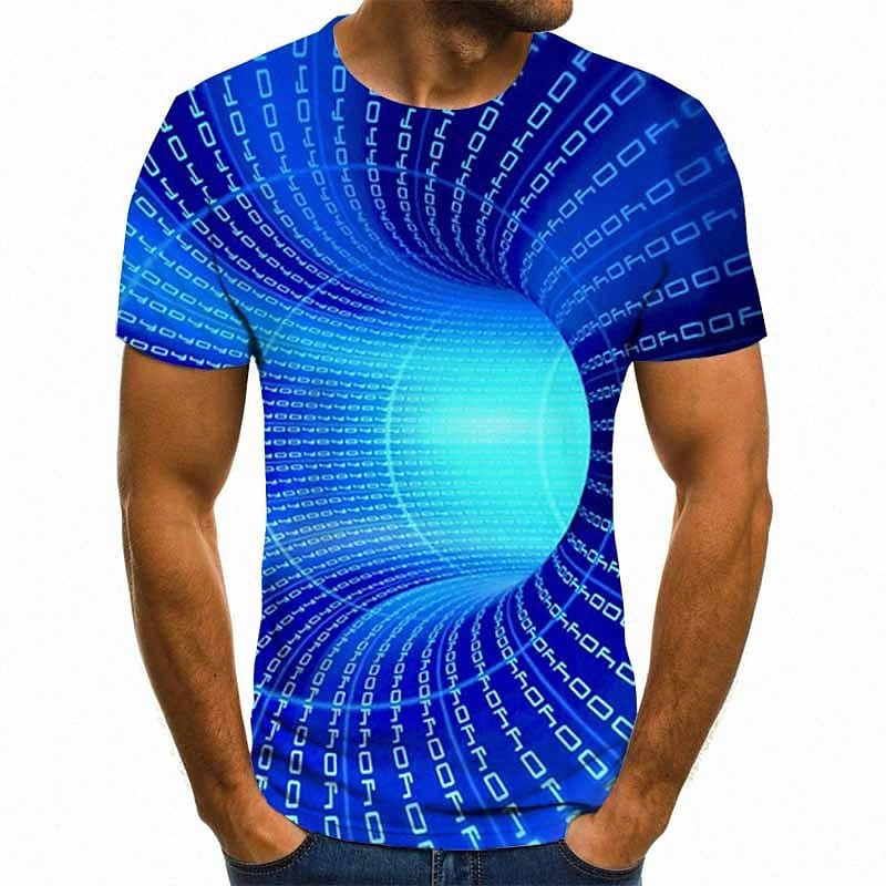 Men's Tee T shirt Shirt Graphic Optical Illusion Plus Size Round Neck Daily Short Sleeve Regular Fit Tops Basic Designer Big and Tall Blue Purp