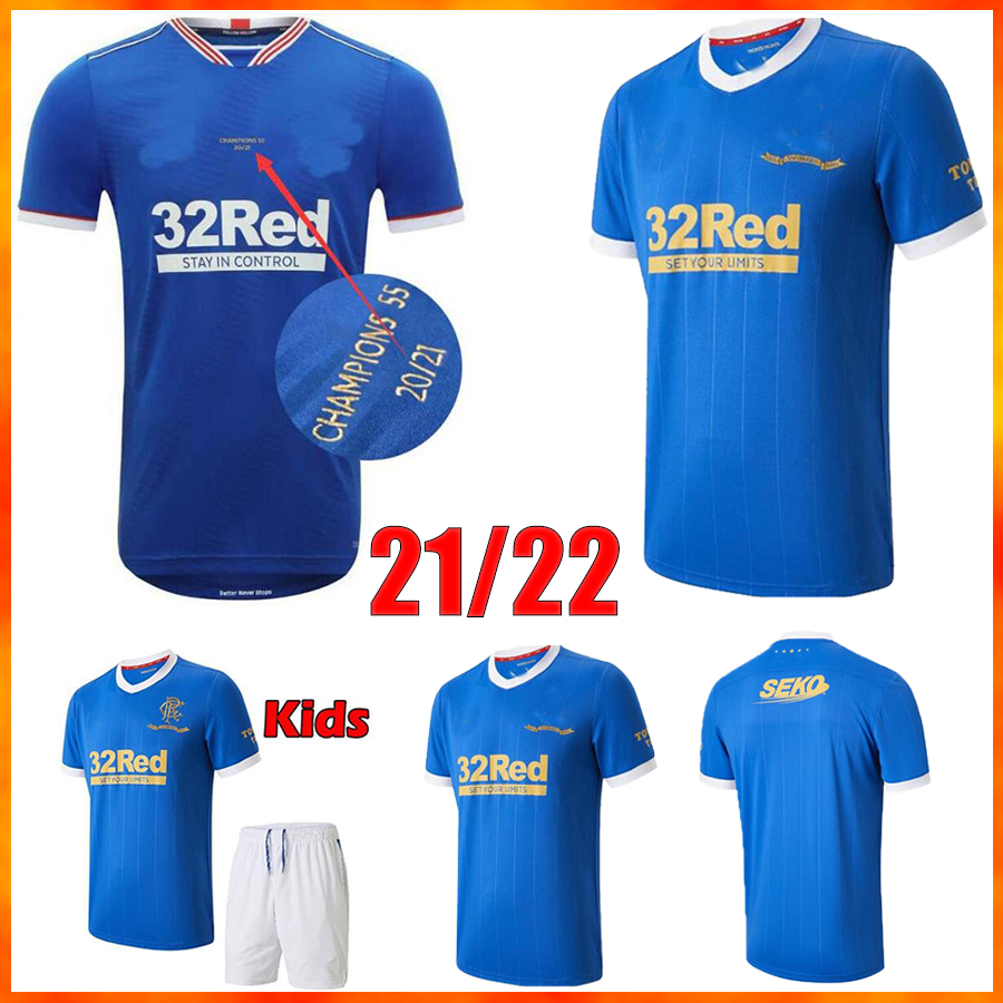 

21/21 Rangers Soccer Jerseys 150th Anniversary Glasgow adult+kids kit home football shirt 21 22 DEFOE HAGI BARKER MORELOS SPECIAL top thai quality, Black;yellow