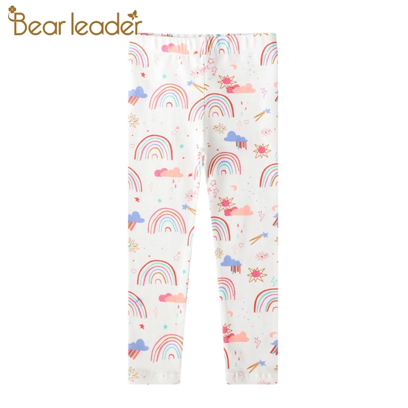 

Autumn Girls Pure Cotton Legging Rainbow Print Cartoon Cute Long Pants for Baby Kids Casual 210429, Ah3159white