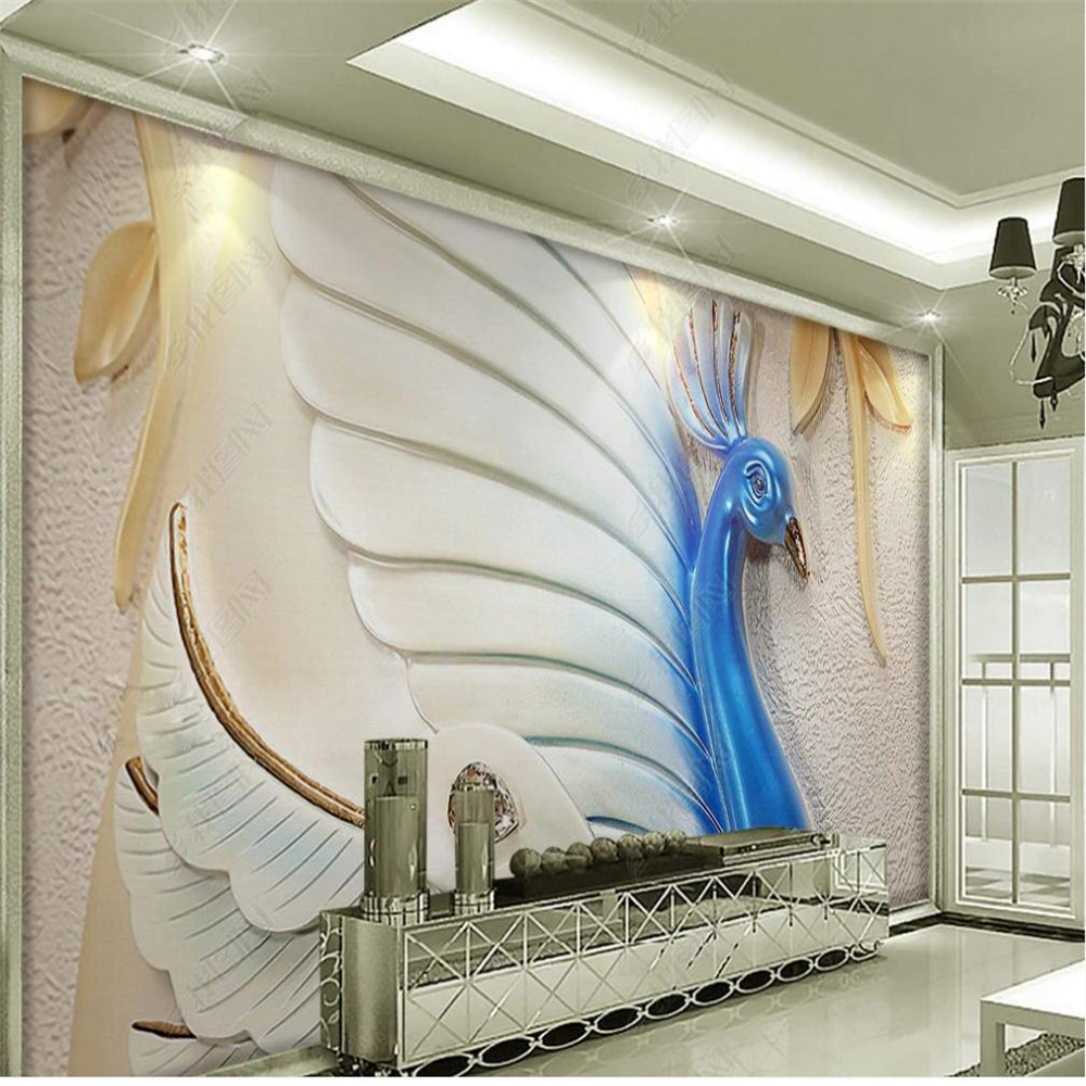 

customized wallpaper 3D three-dimensional color relief wallpapers living room background TV wall, Blue