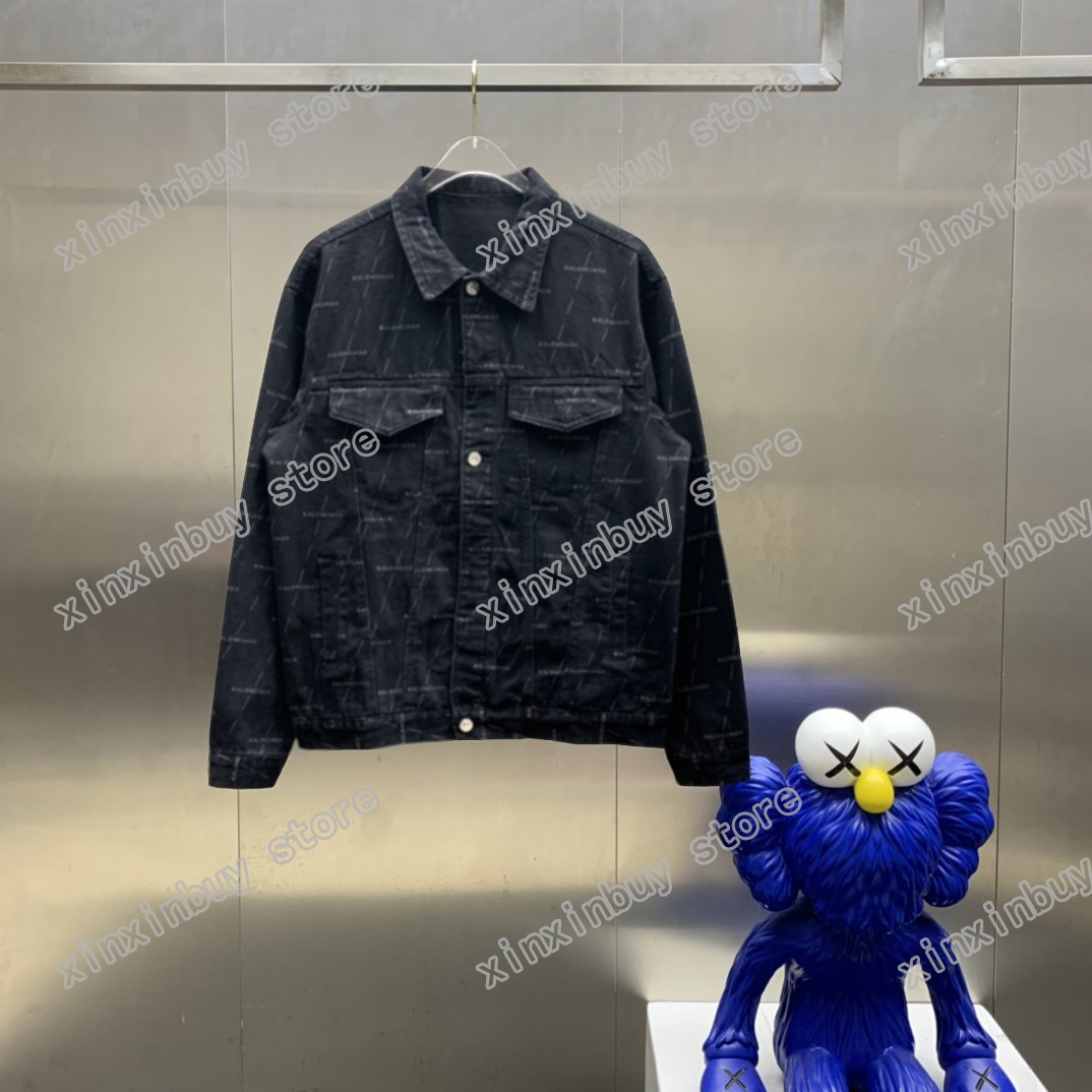 

21ss men printed designer Denim Jacket paris label letters printing clothes short sleeve mens shirt tag white black 06, Black;brown