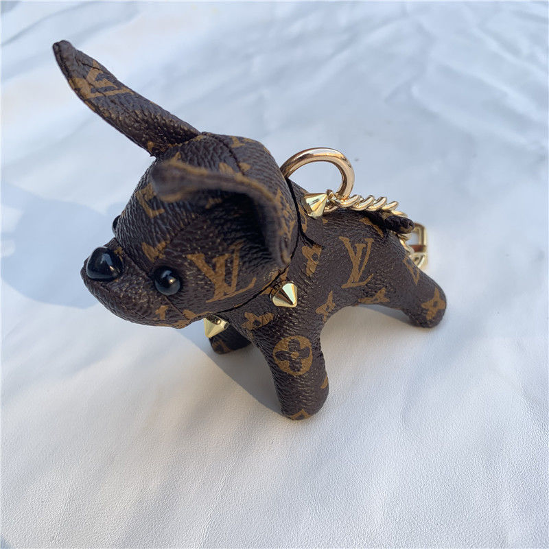 

French Bulldog pendant Mini French car key ring leather dog pendant couple gift birthday gift, Silver