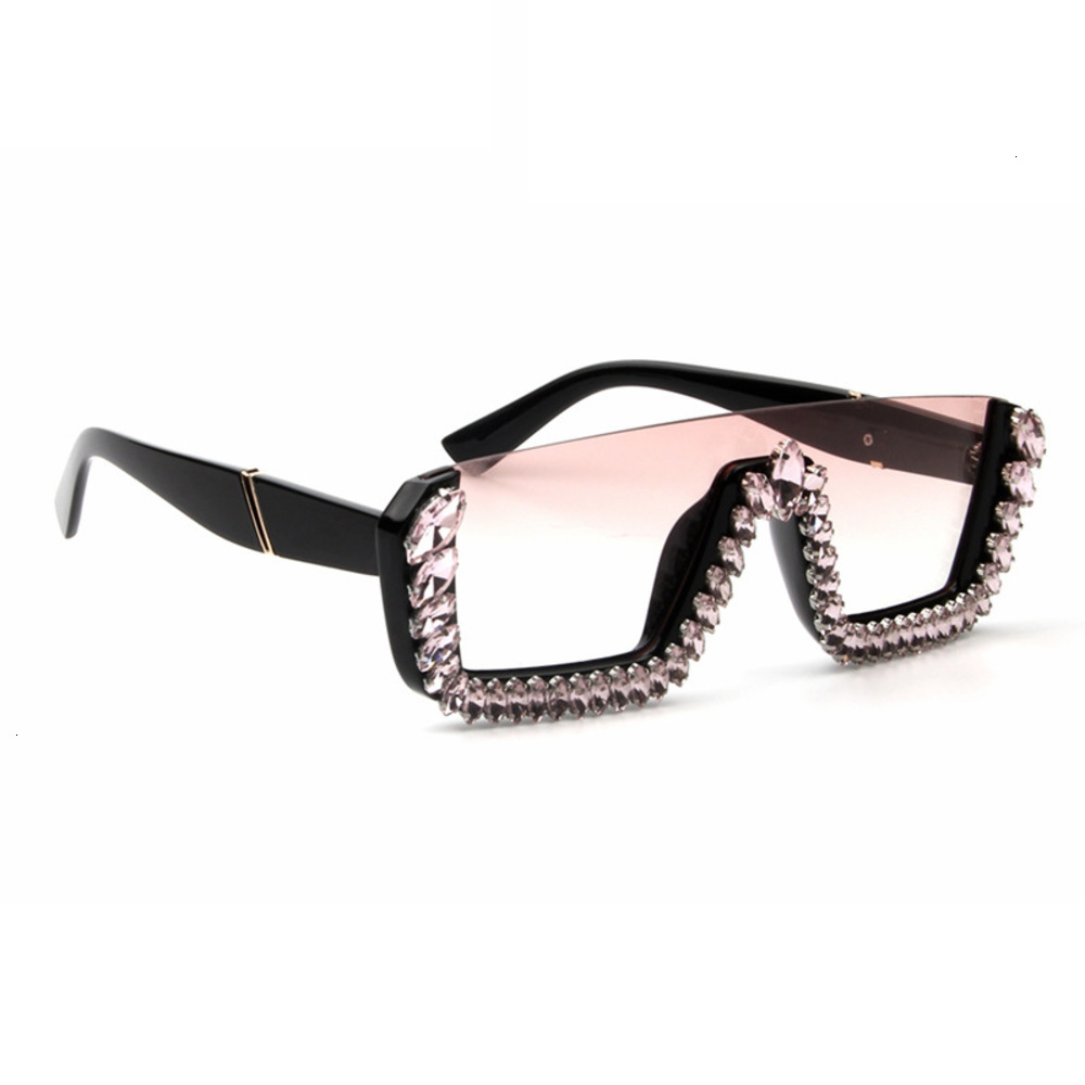 

Highend accessories TUGEM Women Semi Rimls Sun Glass Half Frame Rhintone Diamond Sunglass, Black