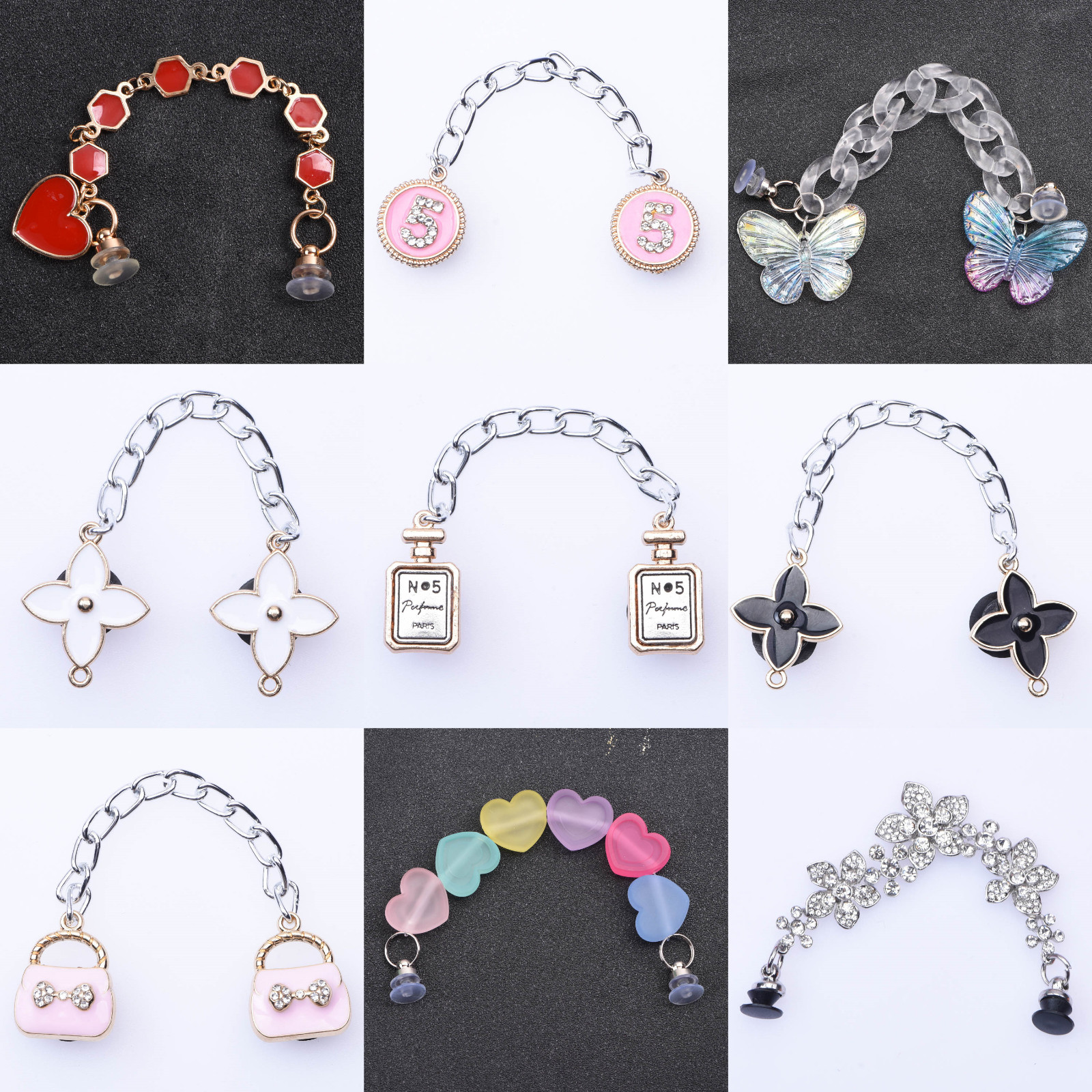 

Chain Croc Shoes Charms Light Butterfly Accessories Metal Sugar Heart Flower Pendant Buckle Designer Decoration Q0618