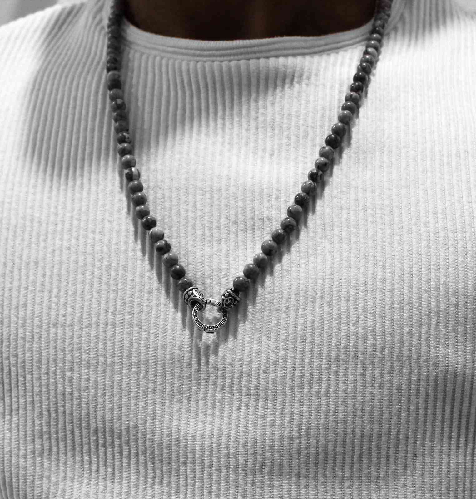 

Custom Trendy Man Jewelry Brown Tiger Eye Handmade Black Lava Natural charms Pendant Beaded Stone Gemstone Bead Necklace