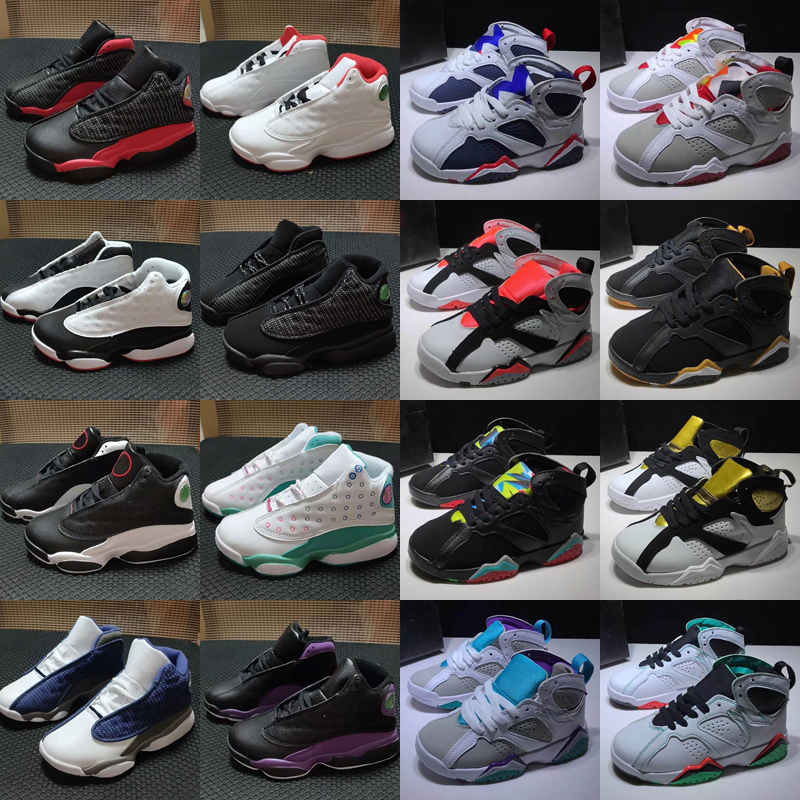 

Jumpman 13 13s Kids Basketball Shoes White Lucky Green Starfish CNY He Got Game Chicago 7 7s Babys Toddler Children Sneakers Size 28-35, As photo 1