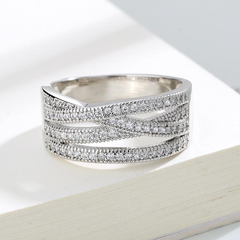 

Cluster Rings Cross Ring For Women Micro-inlaid Zircon White Gold Jewelry Finger Accessories Fashion 2021 Trend Wholesale KAR310, Golden;silver