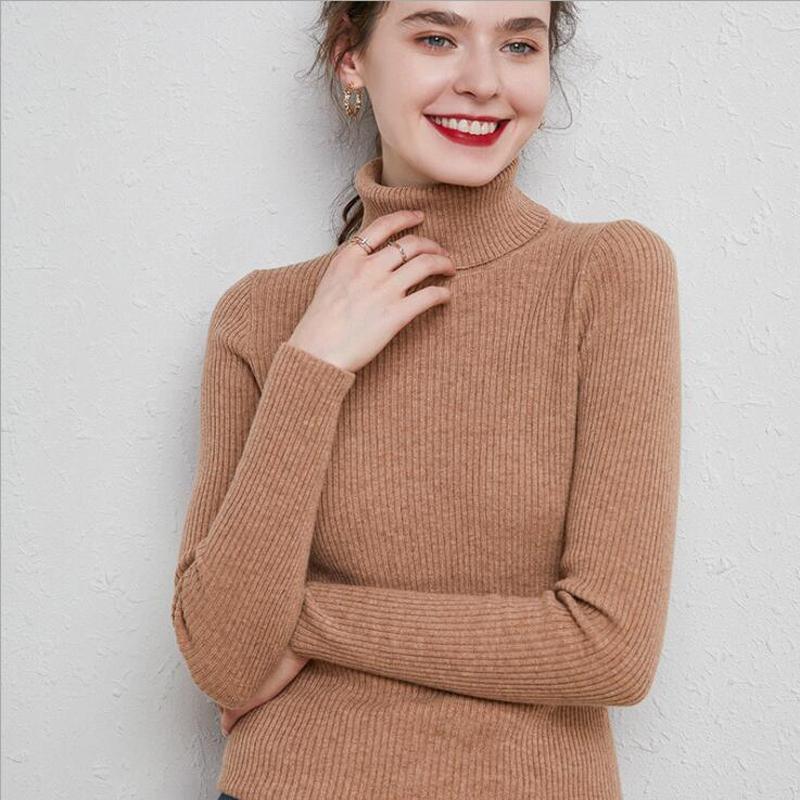 

Women' Sweaters Stylish Woman 2021 High Quality Turtleneck Autumn Winter Slim Pullover Women Customized Tops -XXL