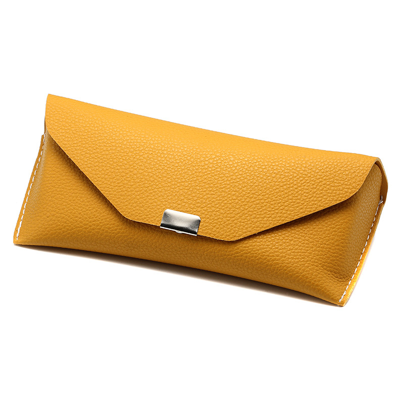 

PU lychee pattern square buckle Portable Sunglasses Case Soft Simple Trendy Sung lasses Glasses Leather Cases Myopia Storage Bag High Quality Retro Spectacle-Case