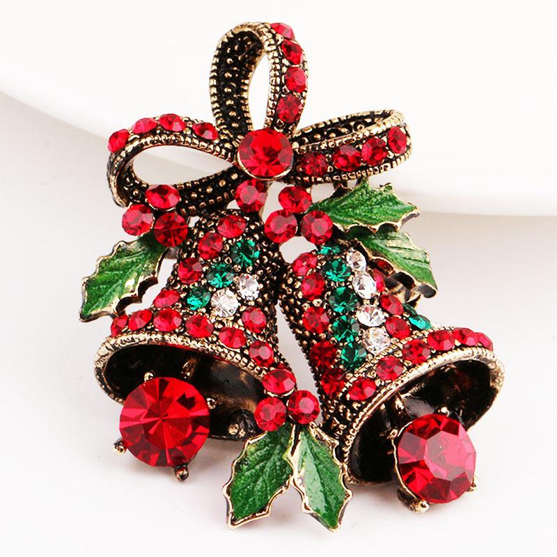 

Pins, Brooches Lovely Two Bow Bells For Women Vintage Creative Pin Badges Brooch Xmas Gift