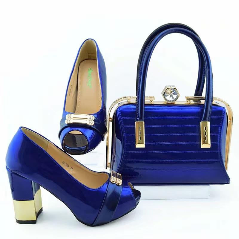 

Dress Shoes Royal Blue African And Bags Matching Set 9.5CM Heels For Women Italian With Party MD006