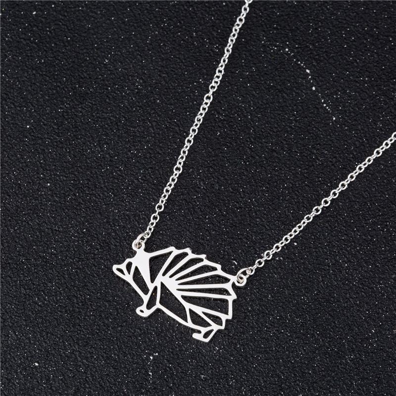 

Pendant Necklaces Geometric Origami Hedgehog Animal Necklace Gift For Her