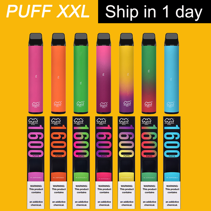 

Puff XXL Disposable Vapes Electronic Cigarette 1600 Puffs Vape Device 1000mah 6.5ml Pod 43+ Colors Available E Cigs
