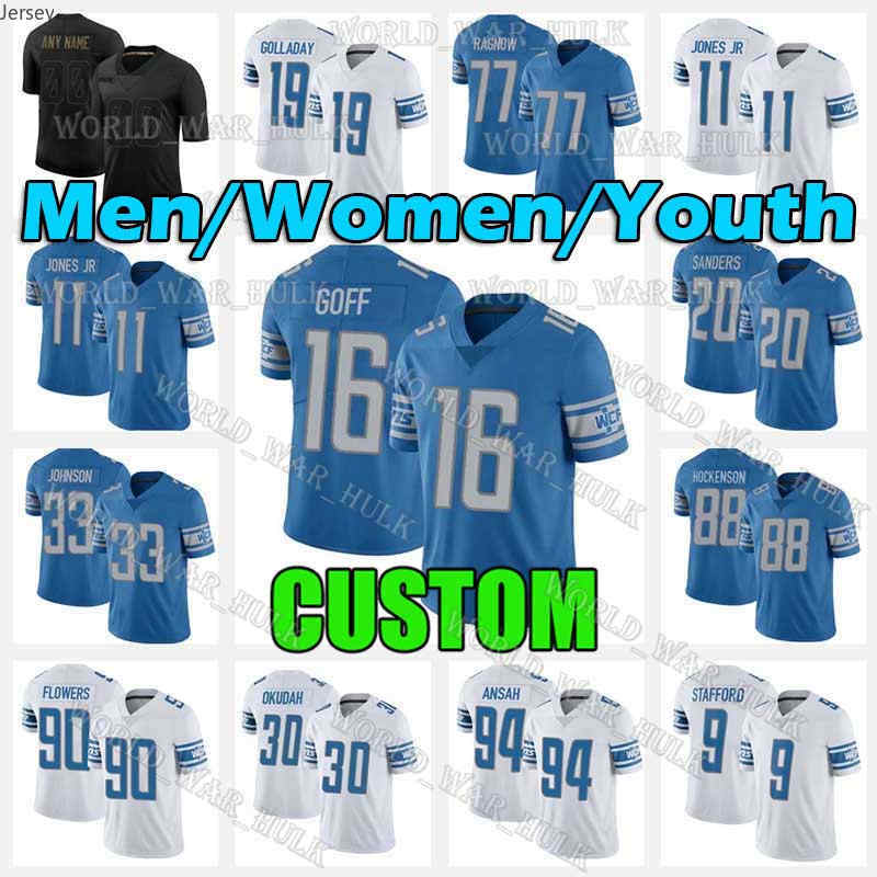 

16 Jared Goff Jersey 20 Barry Sanders 88 T.J. Hockenson 32 D'Andre Swift 23 Jeff Okudah Lions 77 Frank Ragnow Detroit Penei Sewell 28 Adrian Peterson 2021 Custom Football, Custom 2020 new women (xiongshi)