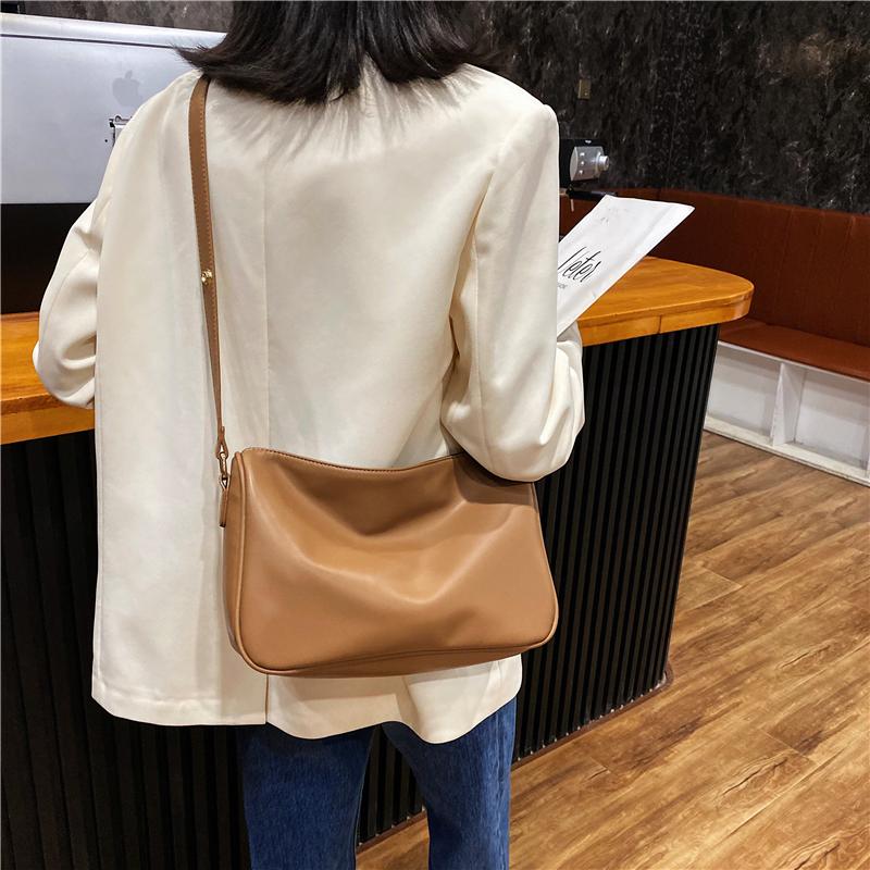 

Evening Bags Soft PU Leather Solid Color Fashion Shoulder Bag For Women 2021 Brand Designer Ladies Crossbody Female Handbags Purses
