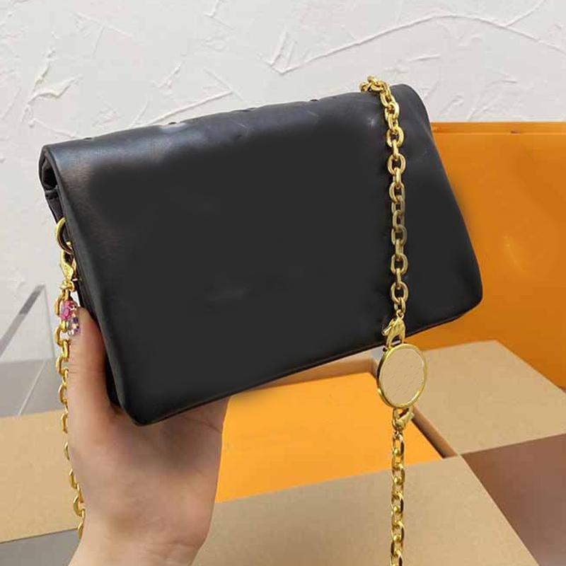 

Single Shoulder Chain Bag Messenger Purse Handbag Fashion Plain Smooth Genuine Leather Letter Pattern Hardware Hasp High Quality