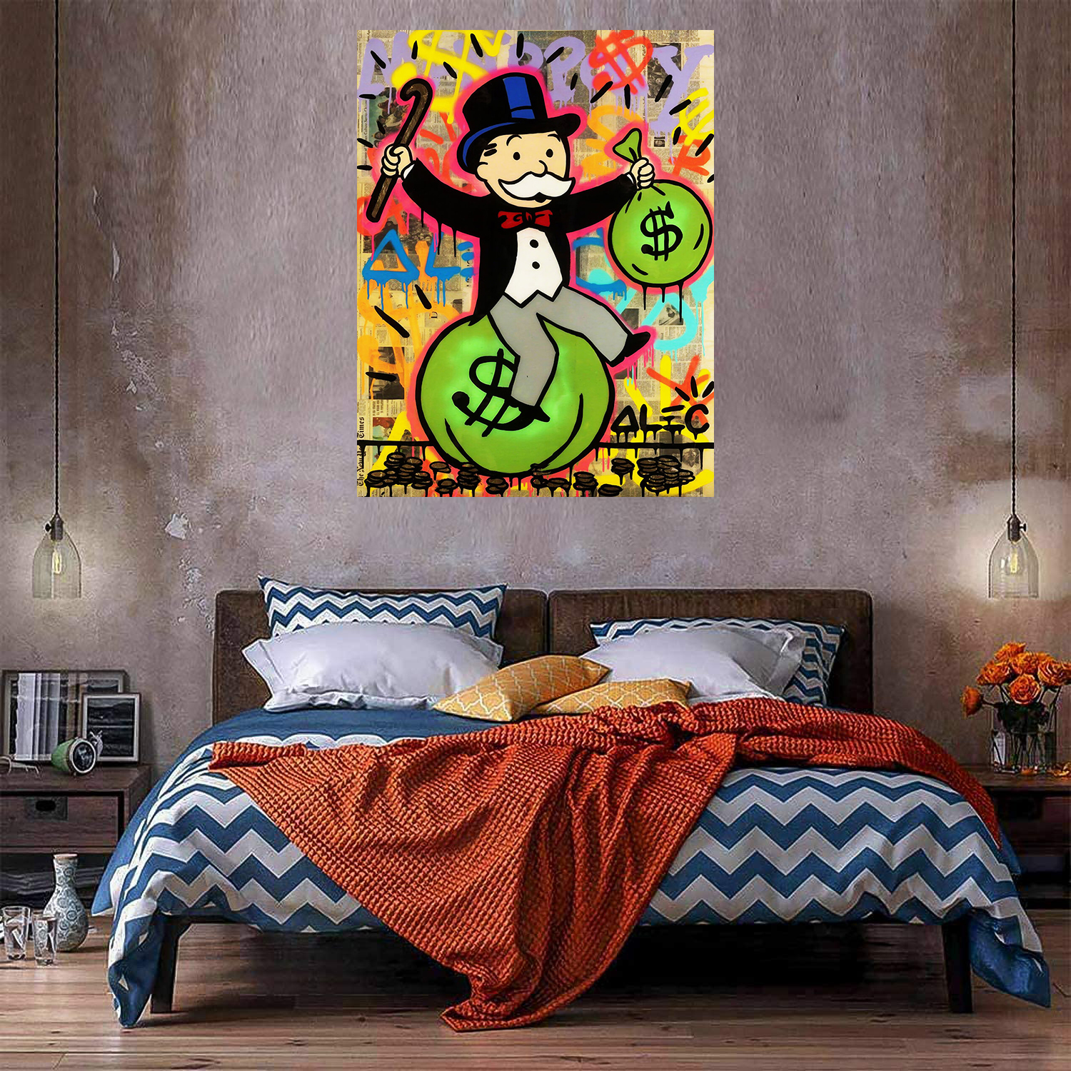 

Alec Monopoly Money Bag Huge Oil Painting On Canvas Home Decor Handcrafts /HD Print Wall Art Pictures Customization is acceptable 21052108