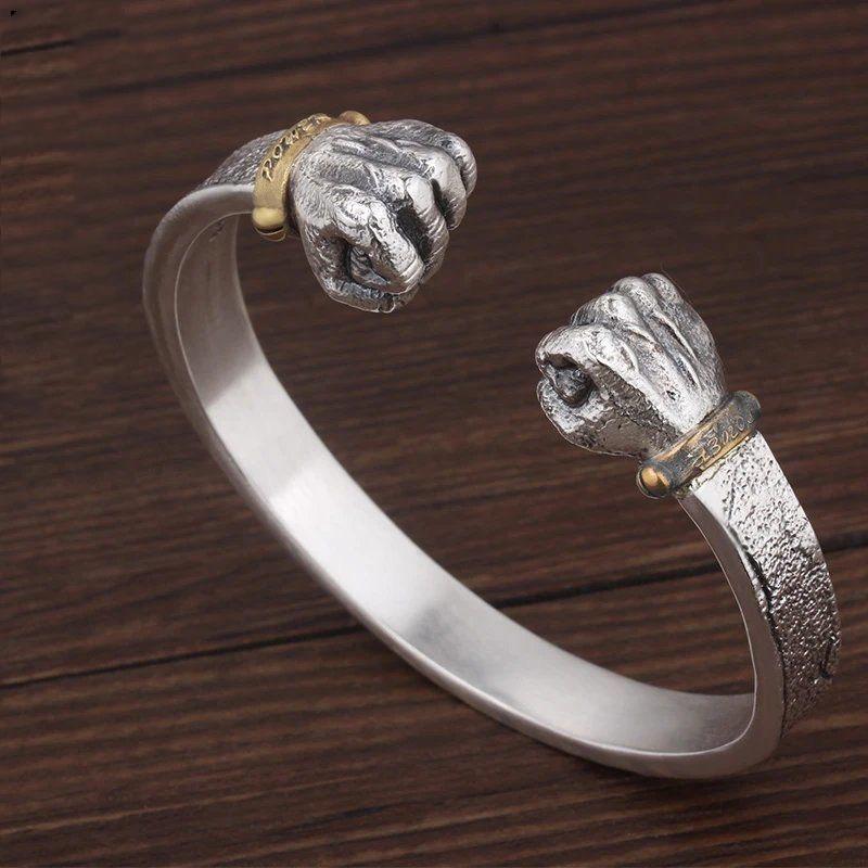 

Charm Bracelets Creative And Unique Personality Design Fist-Shaped Open Bracelet Men's Fashion Hip-Hop Handsome