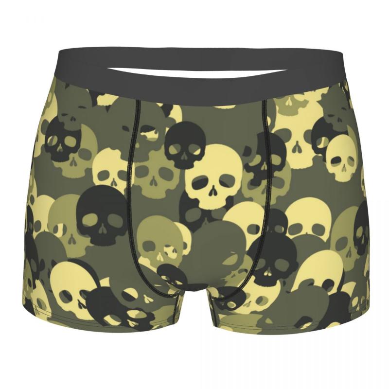 

Underpants Underwear Men Boxers Green Skull Camouflage Sexy Boxer Male Panties Boxershorts Homme, Black;white