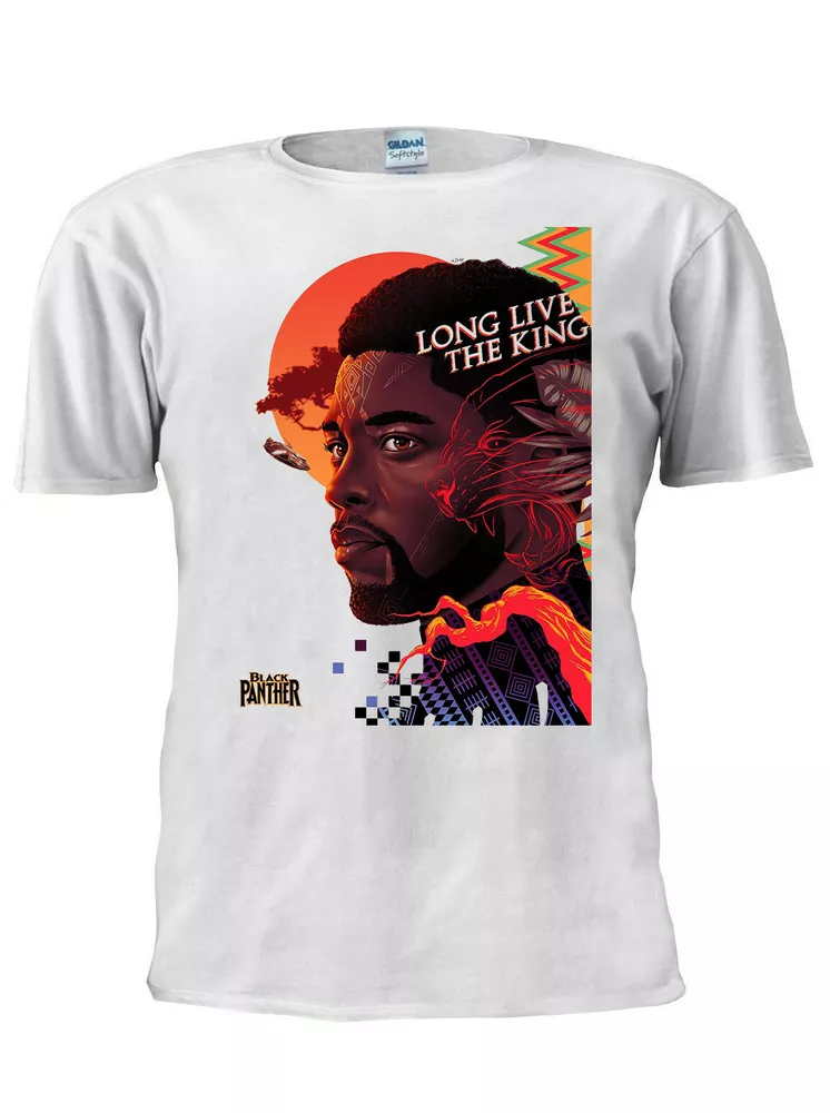 

black panther t-shirt chadwick boseman king t'challa wakanda tee superhero m814, White;black