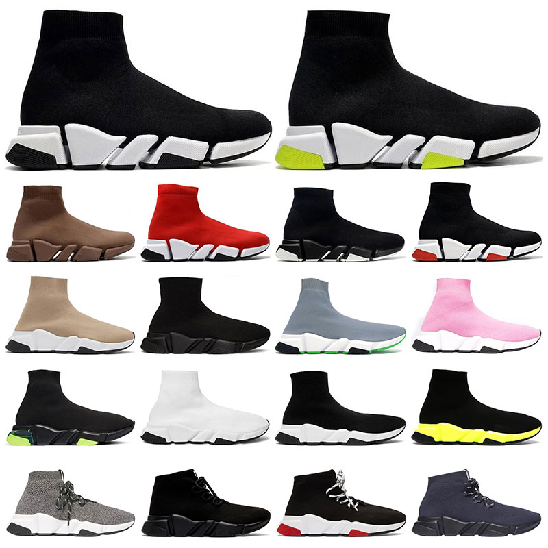 

2021 Mens classic Sock shoes 2.0 platform triple black white Beige Red Clearsole Yellow Fluo bule Flat womens fashion outdoors, 24 clearsole