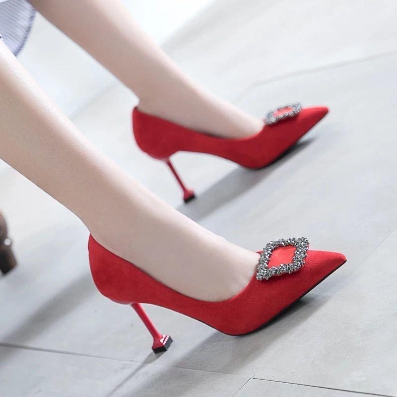 

Dress Shoes Women Heels Red 2021 Chaussure Femme Zapatos Mujer, Red 7cm light plate