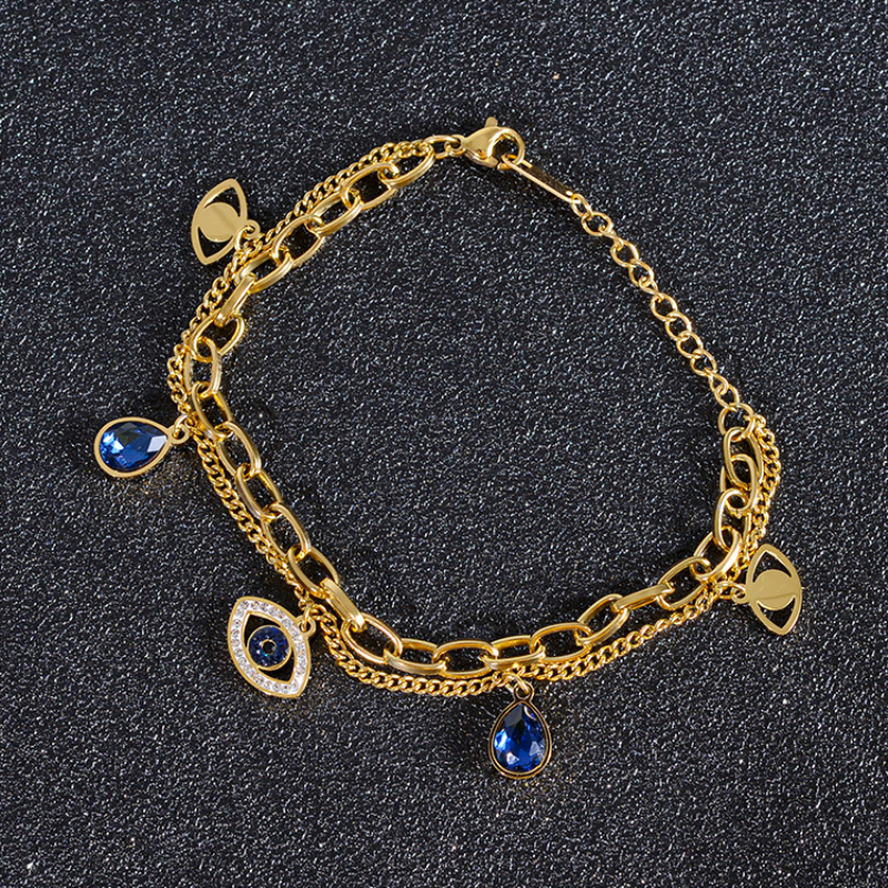 

New Design Handmade Mew Angel Eyes Charm Stainless Steel Chain Bracelet