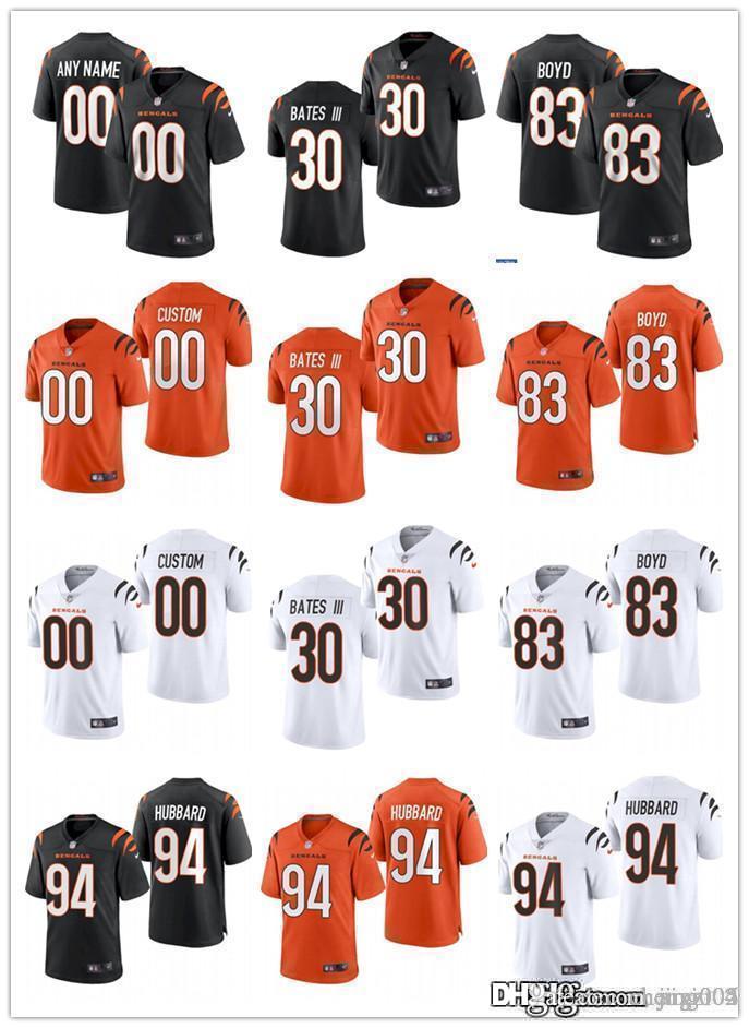 

Mens Womens Youth CincinnatiBengals30 Jessie Bates III 94 Sam Hubbard 83 Tyler Boyd Black orange Custom Football Jerseys, Black;red