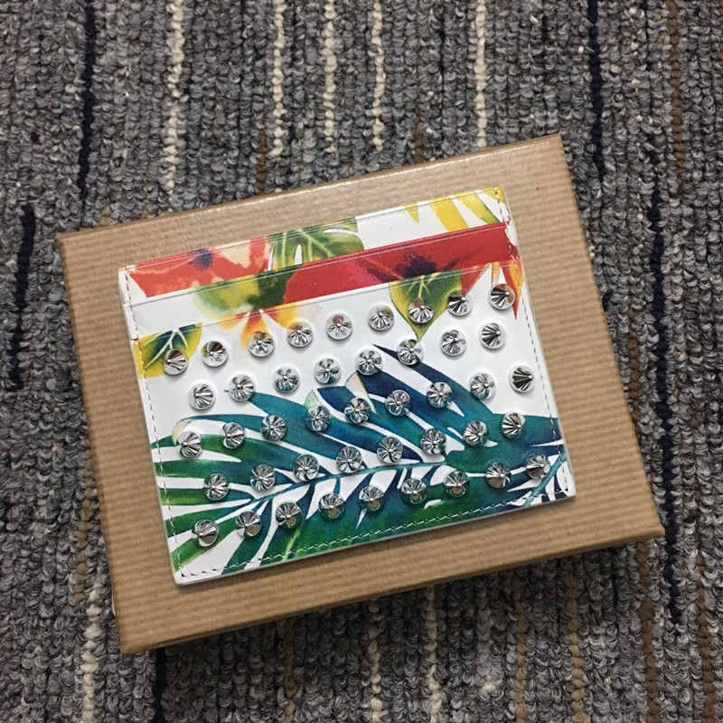 

Preppy Style Small package rivet tide Fashion Card Holders Casual business cardholder Unisex the same paragraph Cowhide leather wallet hold, Brown;gray